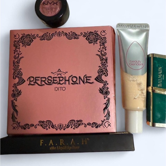 Persephone beauty blender foundation, lipstick, farah eyeliner, elf eyeshadow - Picture 1 of 8